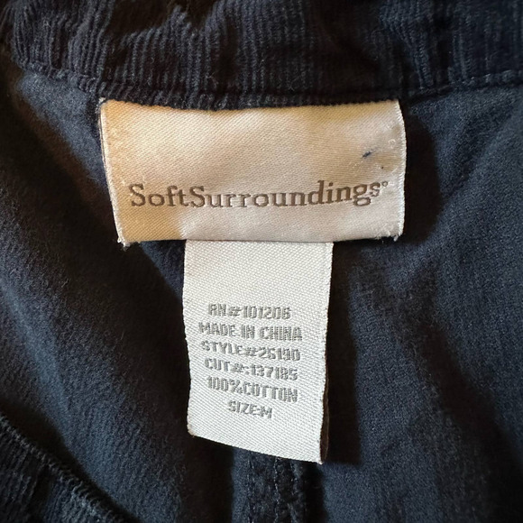 Soft Surroundings size Medium blue 100% cotton corduroy loose fit pants - Picture 4 of 4